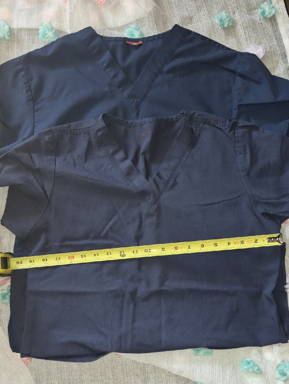 Bundles Of 2 Dickies Navy Blue V-Neck Scrub Top